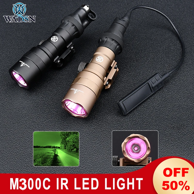 Wadsn Metal M300C IR Led Flashlight surefir M300 Tactical Scout Light Airsoft Hunting Weapon lamp for Picatinny Pressute Switch