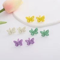 korean new butterfly stud earrings for women hollow colorful painted animal earrings cute small earrings boucle oreille femme