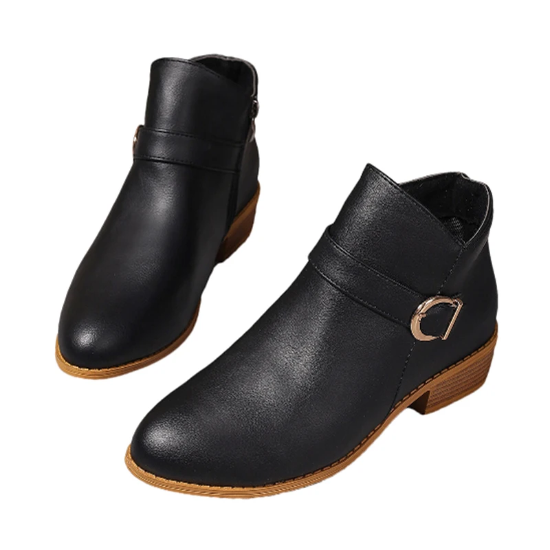 Кожаные женские ботильоны модная женская обувь на массивном каблуке тренд 2024