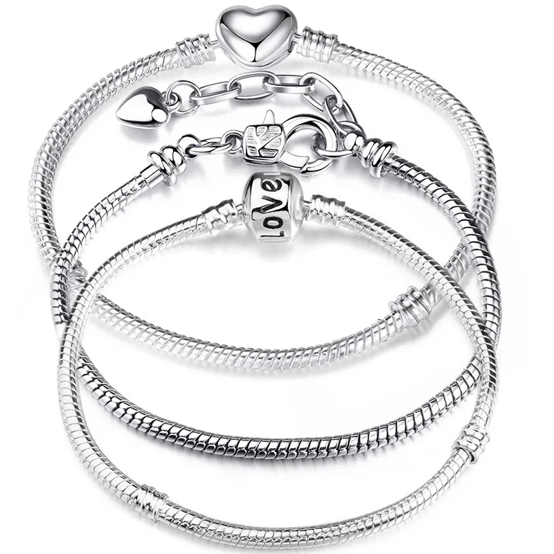 

NEW HIGH Jewelry Making Quality DIY Silver Snake Chain Fine Pandora Bracelet 925 Fit European Authentic Charm Bracelet for Women