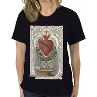 The Sacred Heart Of Jesus Christian T Shirt Sizes S-5XL Sky Blue White Short Sleeve Plus Size t-shirt Short Sleeve Plus Size Top