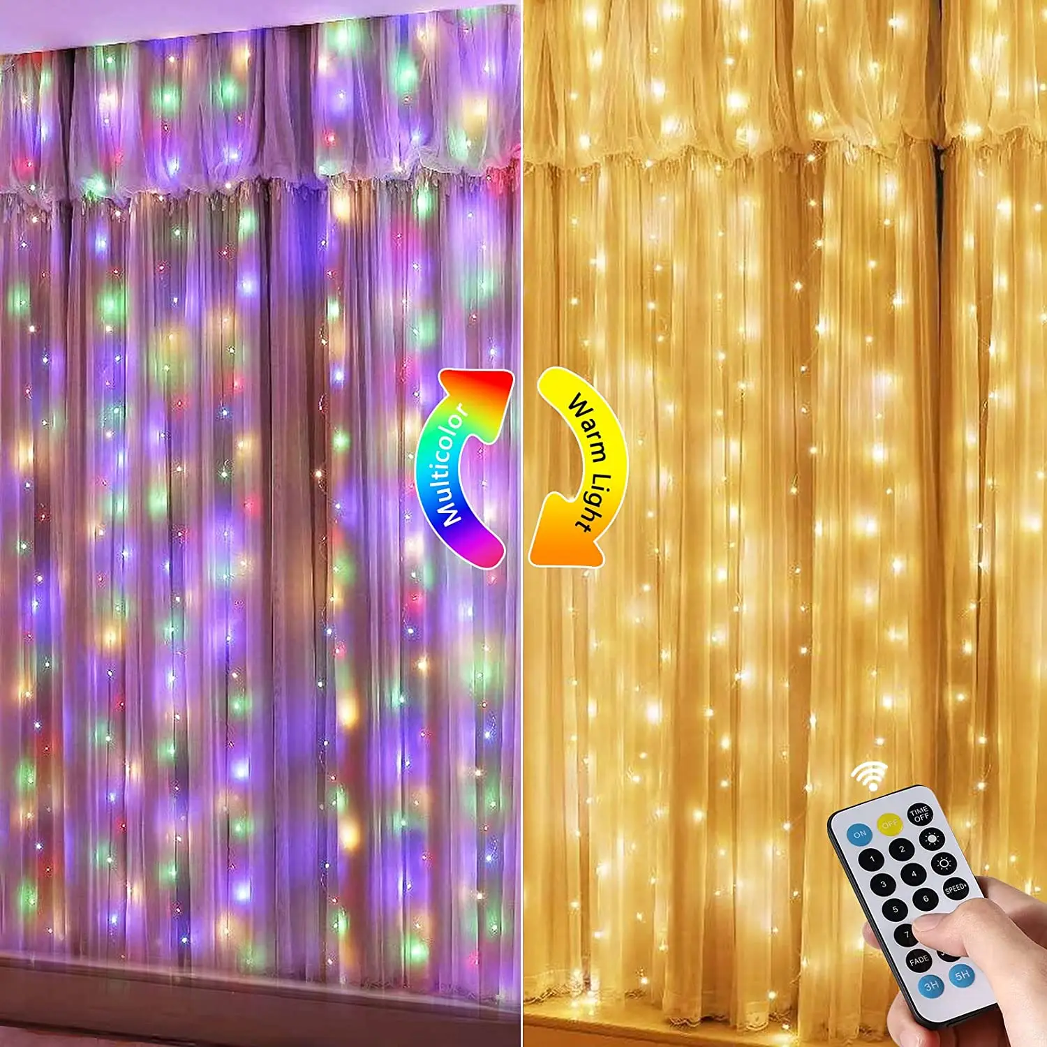 

LED Curtain String Lights Color Changing Christmas Decoration USB Remote Control Fairy Garland for Navidad Wedding Bedroom Decor