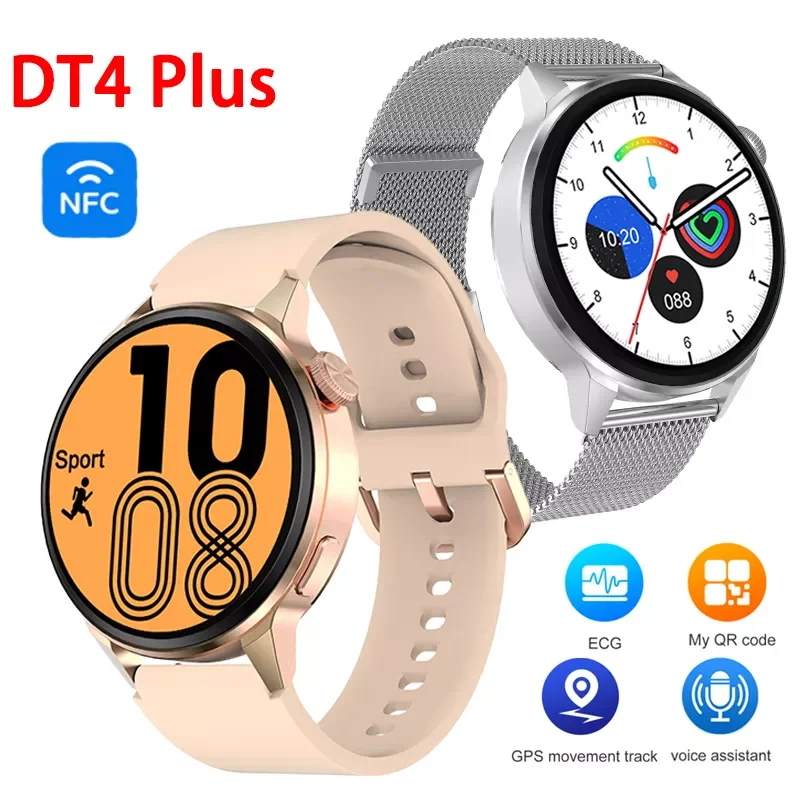 

relogio masculino DT4 Plus Smart Watch NFC AI Voice Assistant Bluetooth Call GPS Tracker Wireless Charging Smartwatch PK GTS 2