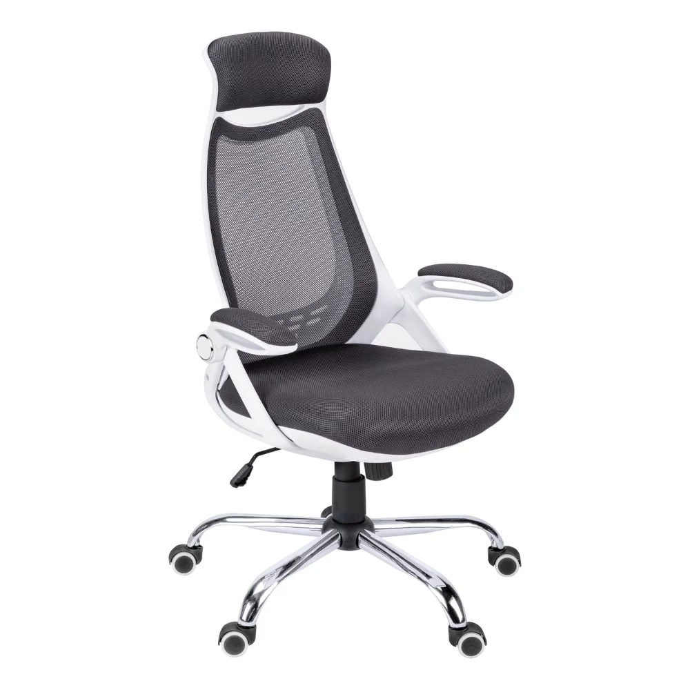 

Office Chair, Adjustable Height, Swivel, Ergonomic, Armrests, Computer Desk, Work, Metal, Mesh, White, Grey, Contemporary,