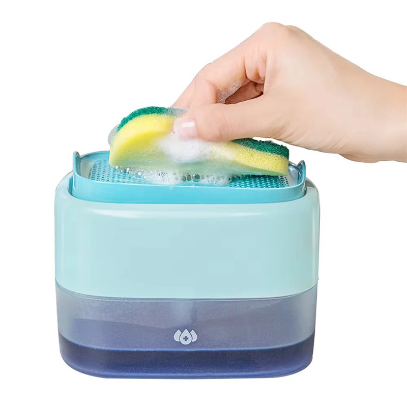 

2 In 1 Sponge Liquid Soap Dispenser Kitchen Sink Scrubbing Liquid Detergent Box Press Type Liquid Soap Box Bathroom Tool 2022