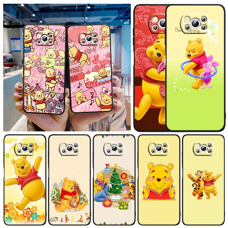 

Winnie the Pooh Disney For Xiaomi Civi Mi Poco X3 NFC F3 GT M4 M3 M2 X2 F2 Pro C3 F1 Silicone Shell Capa Black Phone Case