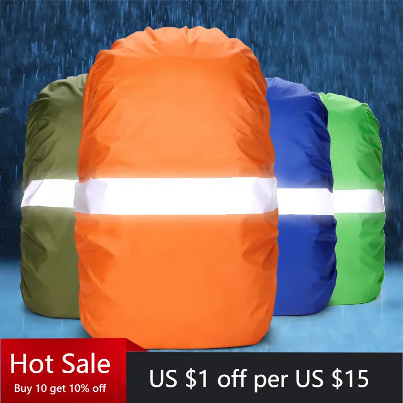 Rain Cover for Backpack Waterproof Camo Tactical Outdoor Hiking Dust Raincover UV Protection Night Reflective Rain Cover