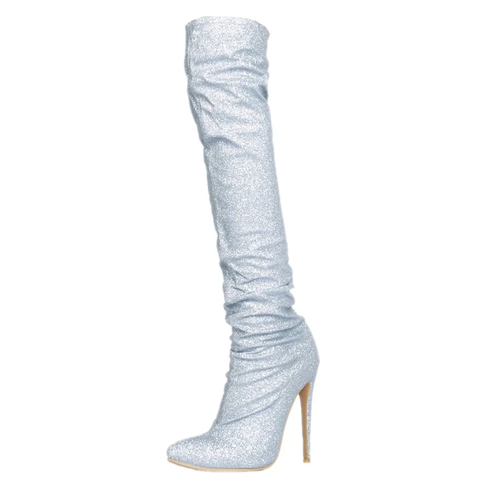 ASIOFU/Новые женские блестящие сапоги до бедра ручной работы пикантные выше колена