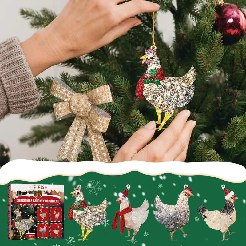1~10PCS Weihnachten Baum Schal Huhn Ornamente Tier Weihnachten Baum Hängen Hause Urlaub Partei Kinder Zimmer Dekoration Drop