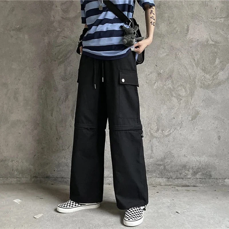 Брюки-карго женские со съемными отверстиями лоскутные брюки с завышенной талией