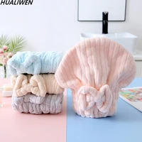 microfibre quick hair drying bath spa bowknot wrap towel hat cap for bathroom accessories