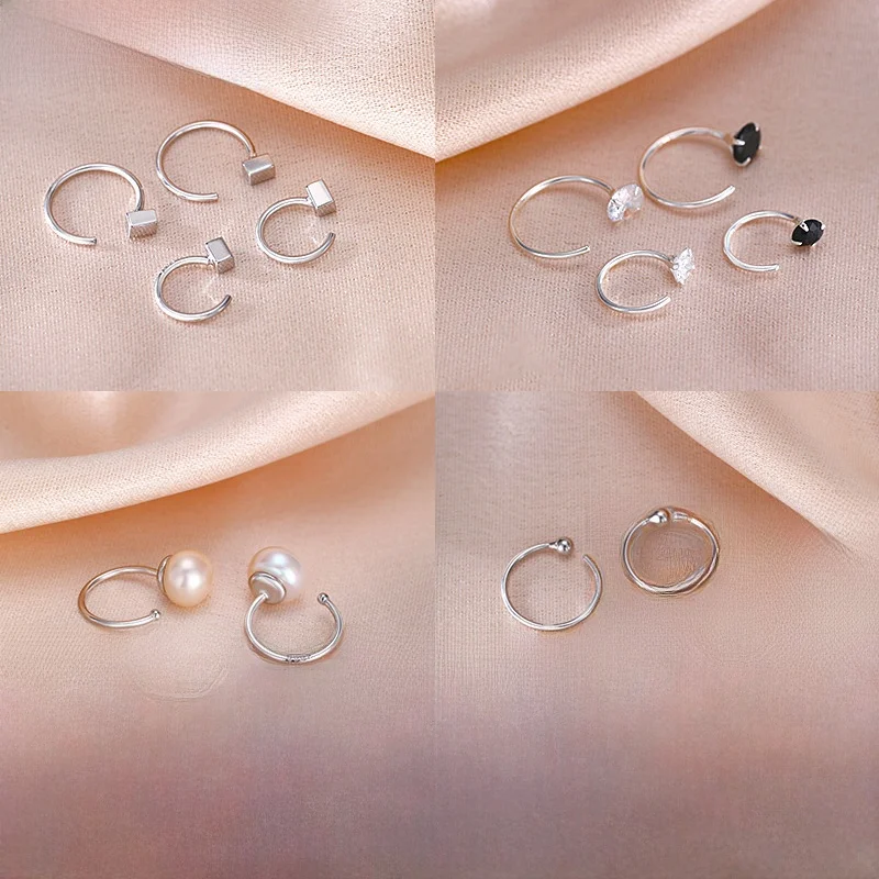 Серьги-гвоздики Miss Z из чистого серебра 999 корейские маленькие ушные крючки