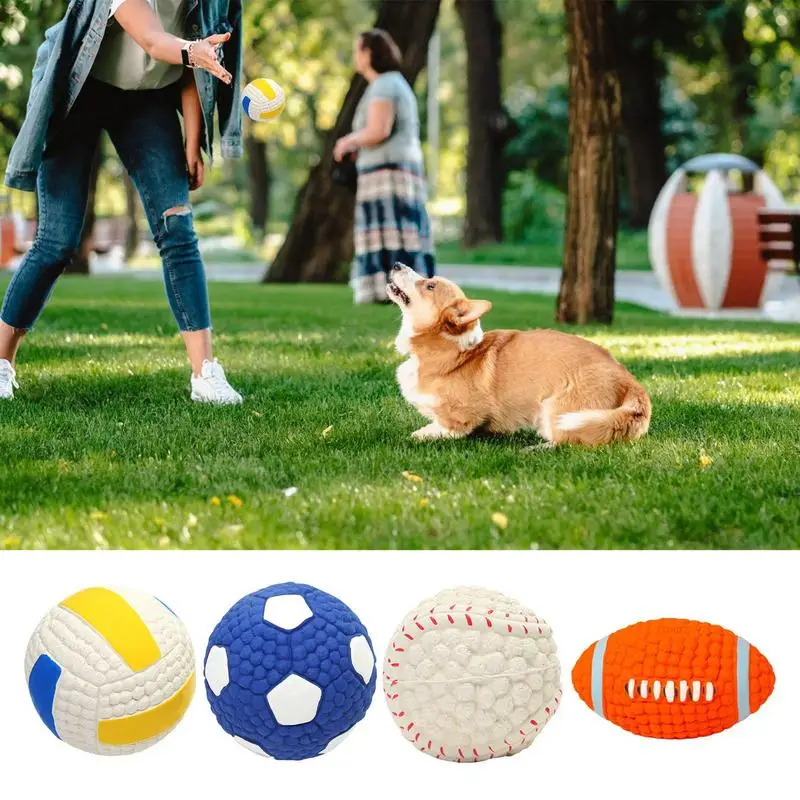 

Squeaky Dog Toys Natural Latex Rubber Balls Soft Bouncy Durable Small Medium Large Dogs Interactive Chew Fetch Play Dog Toy