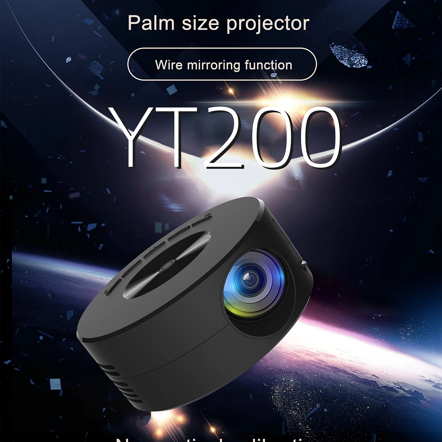 

YT200 Screen Projector LED 30000 Hours Compatible Projector Support Power Bank Wire Sreen Mirroring USB Cable For Android IOS
