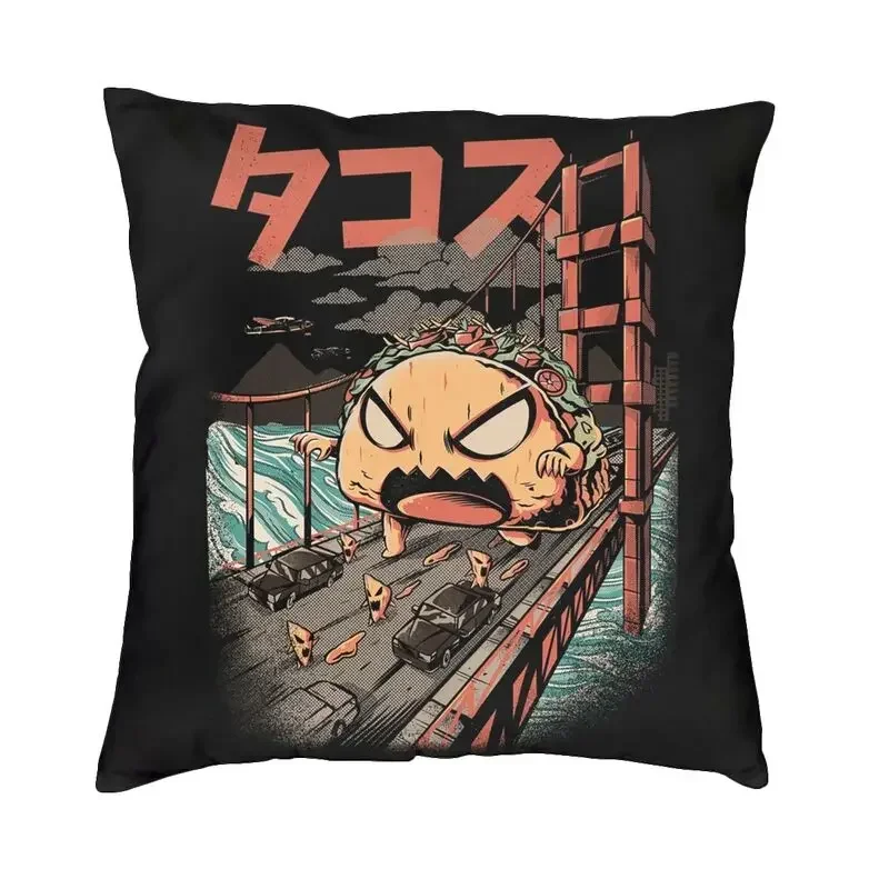 

Крутой квадратный декоративный чехол для подушки в японском стиле 3D с двусторонней печатью черная наволочка для дивана в стиле такайдзю