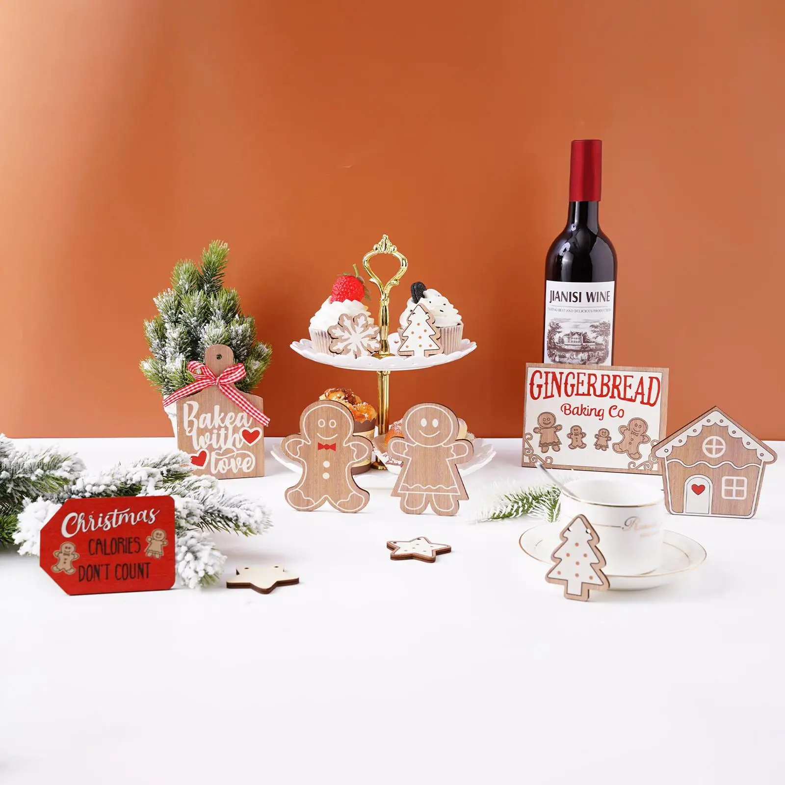 

Wood Sign Christmas Decorations Decorative 12pcs Tabletop Ornaments Home Tiered Craft Wooden Farm Tray Creative Party Xmas I1L4