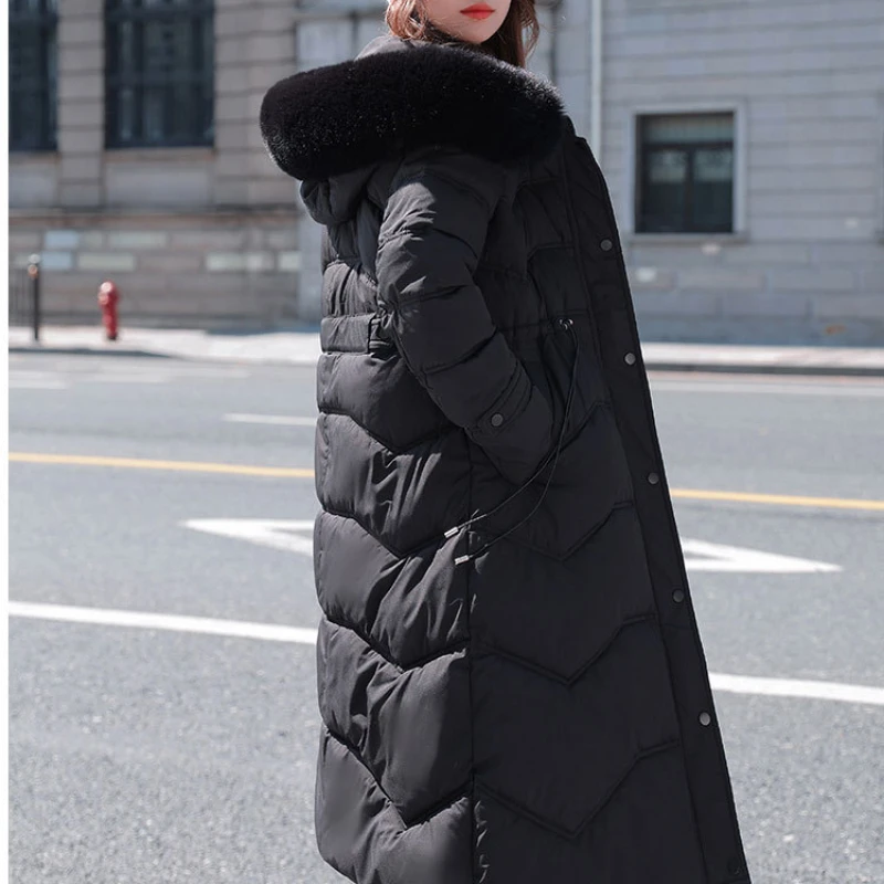 Winter Women's Cold Coat Parkas Hooded Long Padded Jacket Big Fur Collar Plus Size Super Hot Coat Cheap Wholesale Snow Outercoat