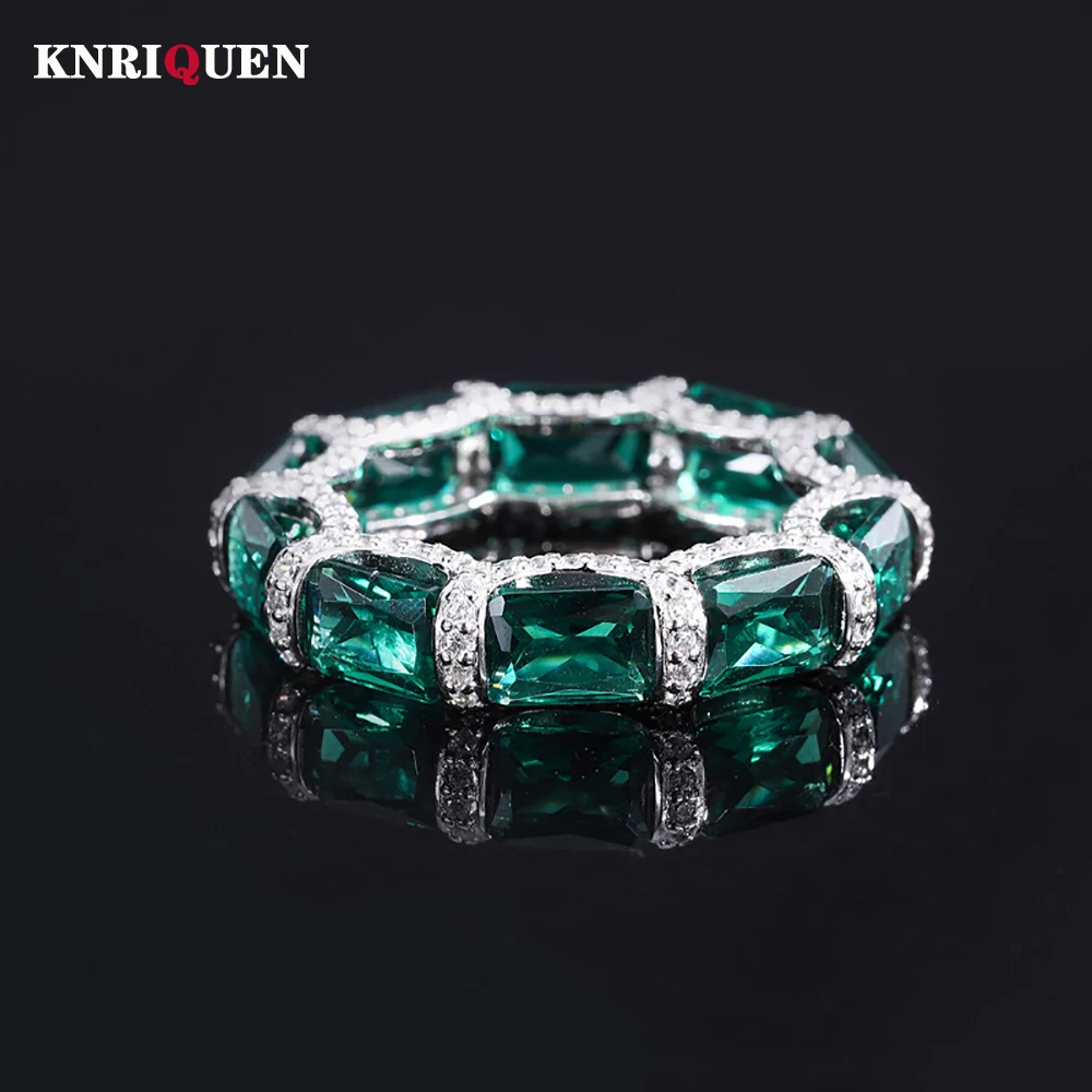 

Luxury 100% 925 Sterling Silver 5*7MM Simulated Emerald Gemstone Ring for Women Cocktail Party Fine Jewelry Female Birthday Gift