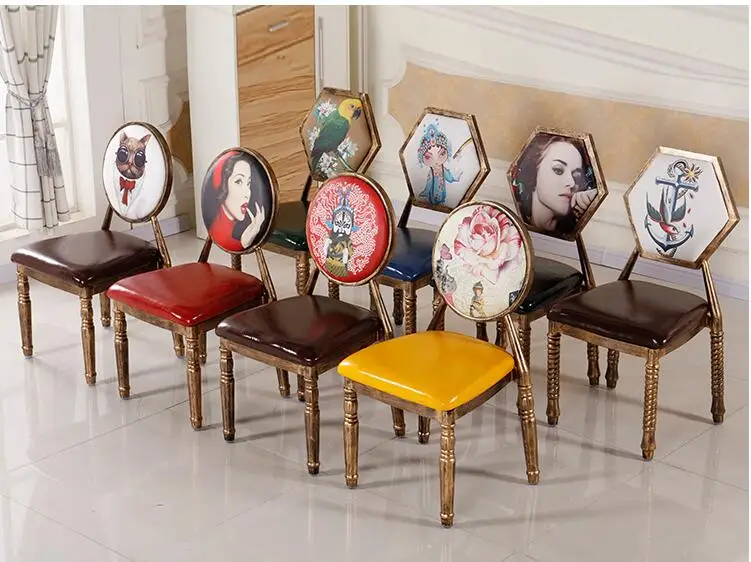 

Европейский обеденный стул, простой железный художественный стол для кафе и стул в ретро стиле.