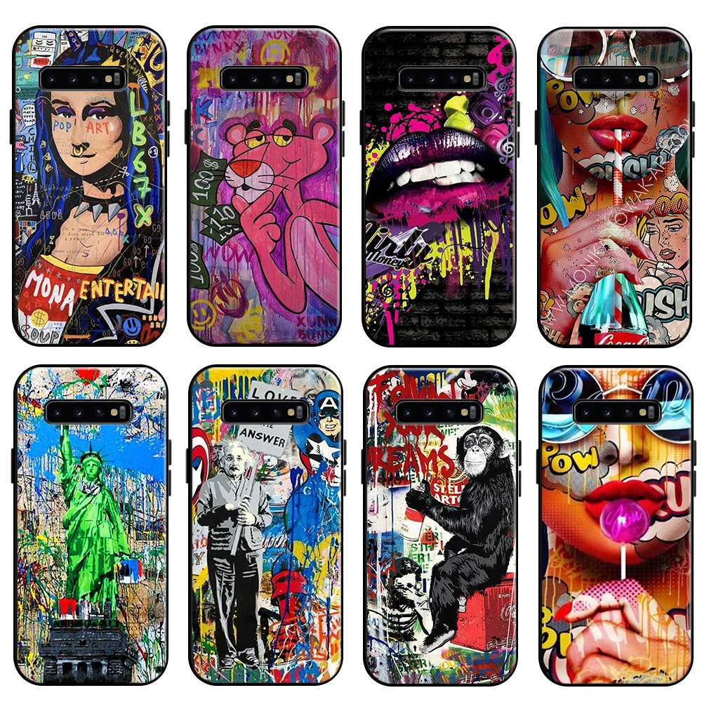 

Street Graffiti Oil Painting Phone Case For Samsung Galaxy S10 5G S10E S10 Lite S10 Plus Funda Coque Carcasa TPU Black