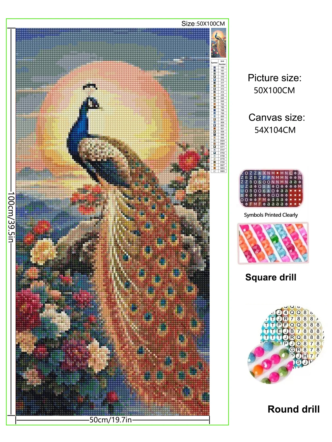 5D DIY алмазная живопись комплект животных великолепный павлин китайский стиль