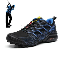 plus size mens golf shoes outdoor sneakers black blue grass non slip training golf shoes mens comfortable casual shoes