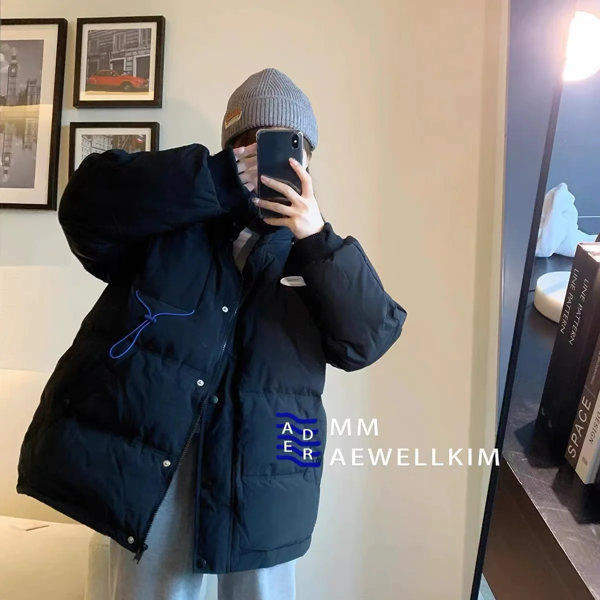 Ader error winter new style men's and women's high-quality hooded Korean white duck down down jacket