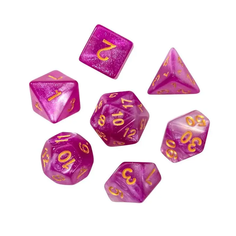 

7Pcs/Set 4 Sides To 20 Sides Acrylic Two-color Starry Sky Dice COC Polyhedral Dice For Table Game DND RPG Dice Combination