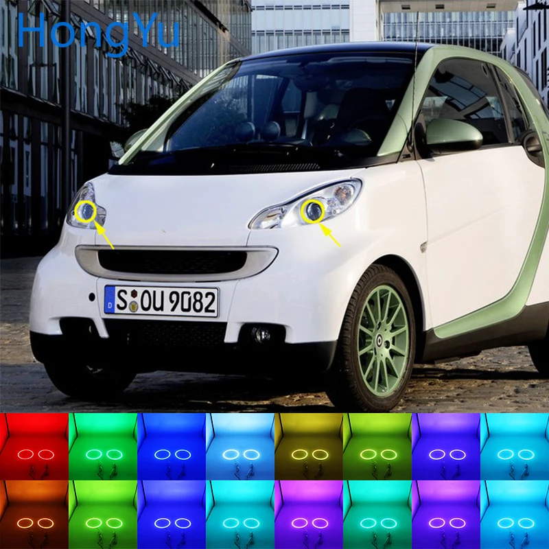

Разноцветные светодиодные лампы RGB Angel Eyes Halo Ring Eye DRL RF дистанционное управление для Smart Fortwo W451 Mk2 2008 - 2014 Аксессуары