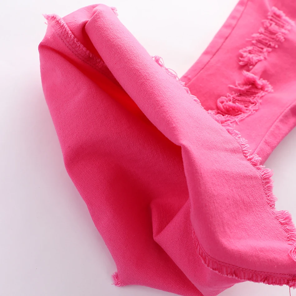 Джинсы-клеш для девочек из высококачественного денима с эффектом потертости и