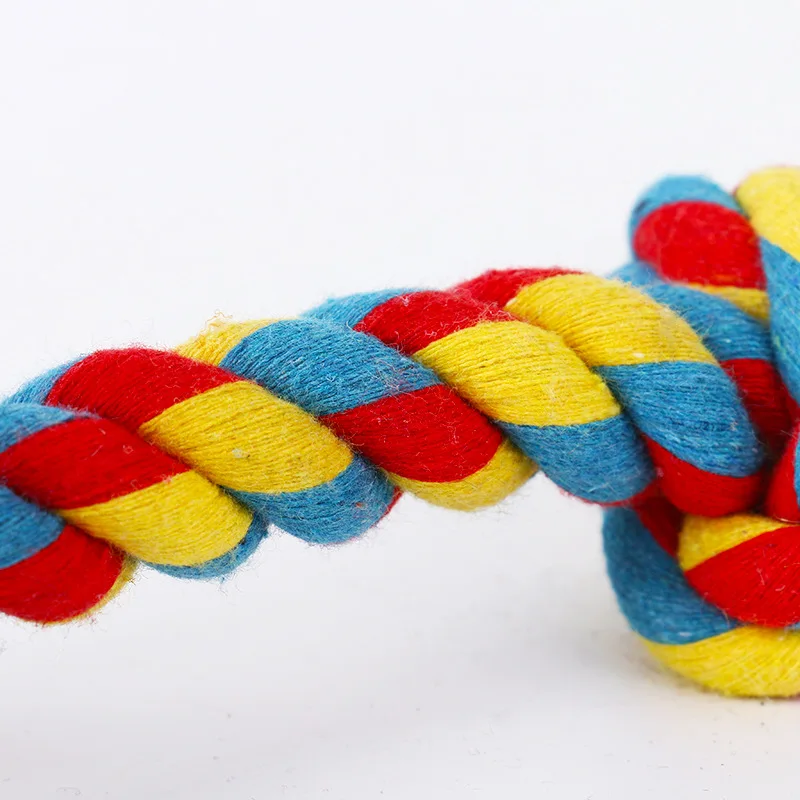 1PC 17cm Pet Dog Puppy Cotton Chew Knot Toy Durable Braided Bone Rope Molar Pets Teeth Cleaning Supplies Random Color - купить по