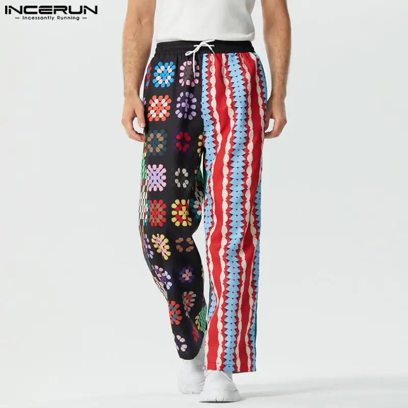 

Штаны INCERUN мужские с принтом, джоггеры с завязками в стиле пэчворк, Свободные повседневные Прямые брюки, уличная одежда, длинные брюки для отпуска, 2023