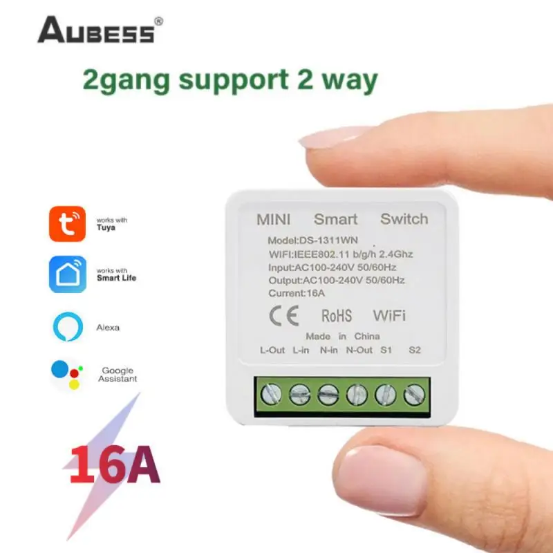 

Aubess WIFI Smart Light Switch 2 Gang Power Monitor Switches APP Control Smart Home Works With Alexa Google Home Assistant