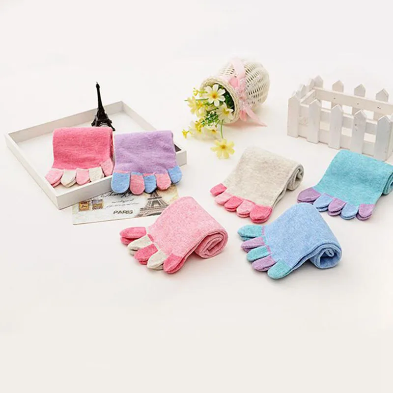 Women's Autumn Five Finger Middle Tube Socks Simple Soft Casual Breathable Toe Separated Cotton Hosiery Japanese Kawaii Socks