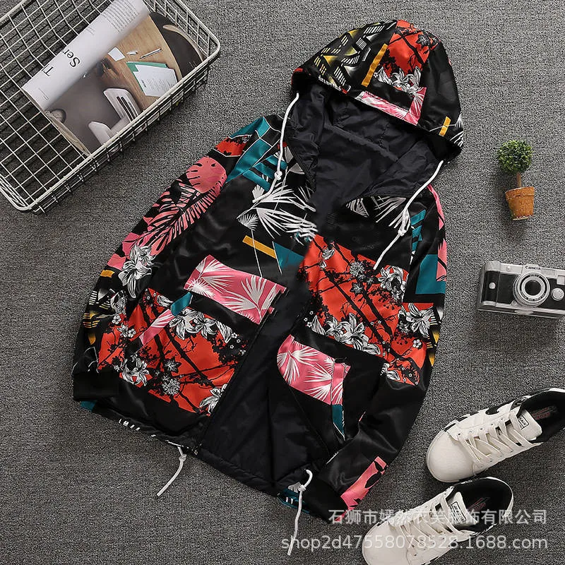 

Весна-Осень 2023, Свободное пальто, Мужская ветровка, двухсторонняя камуфляжная куртка с капюшоном для подростков