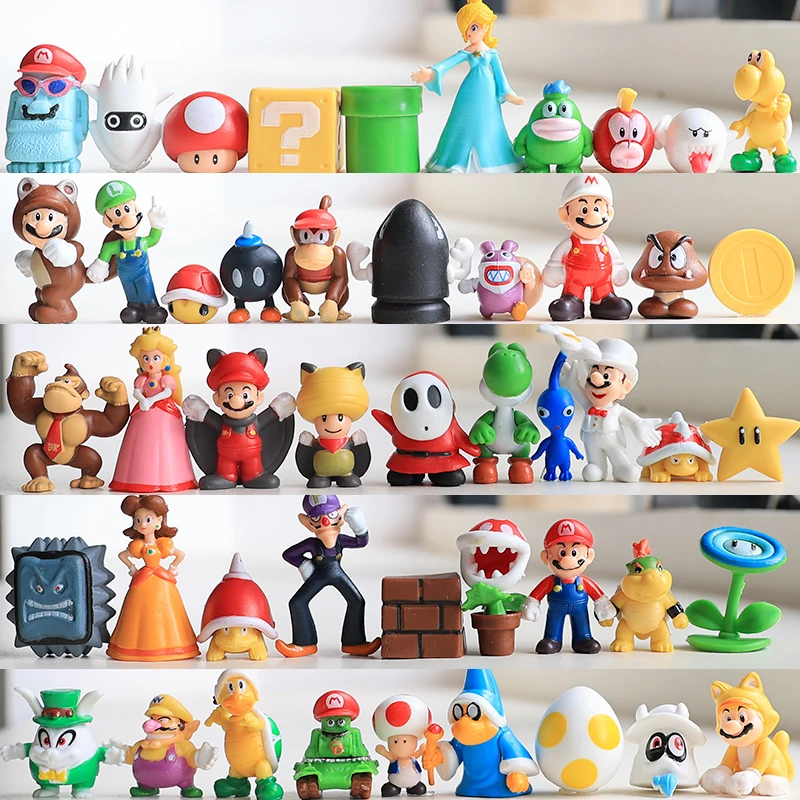 

48pcs Super Mario Bros Luigi Yoshi Donkey Kong Wario PVC Action Figure Toys Collectible Model Toys for Children Birthday Gifts