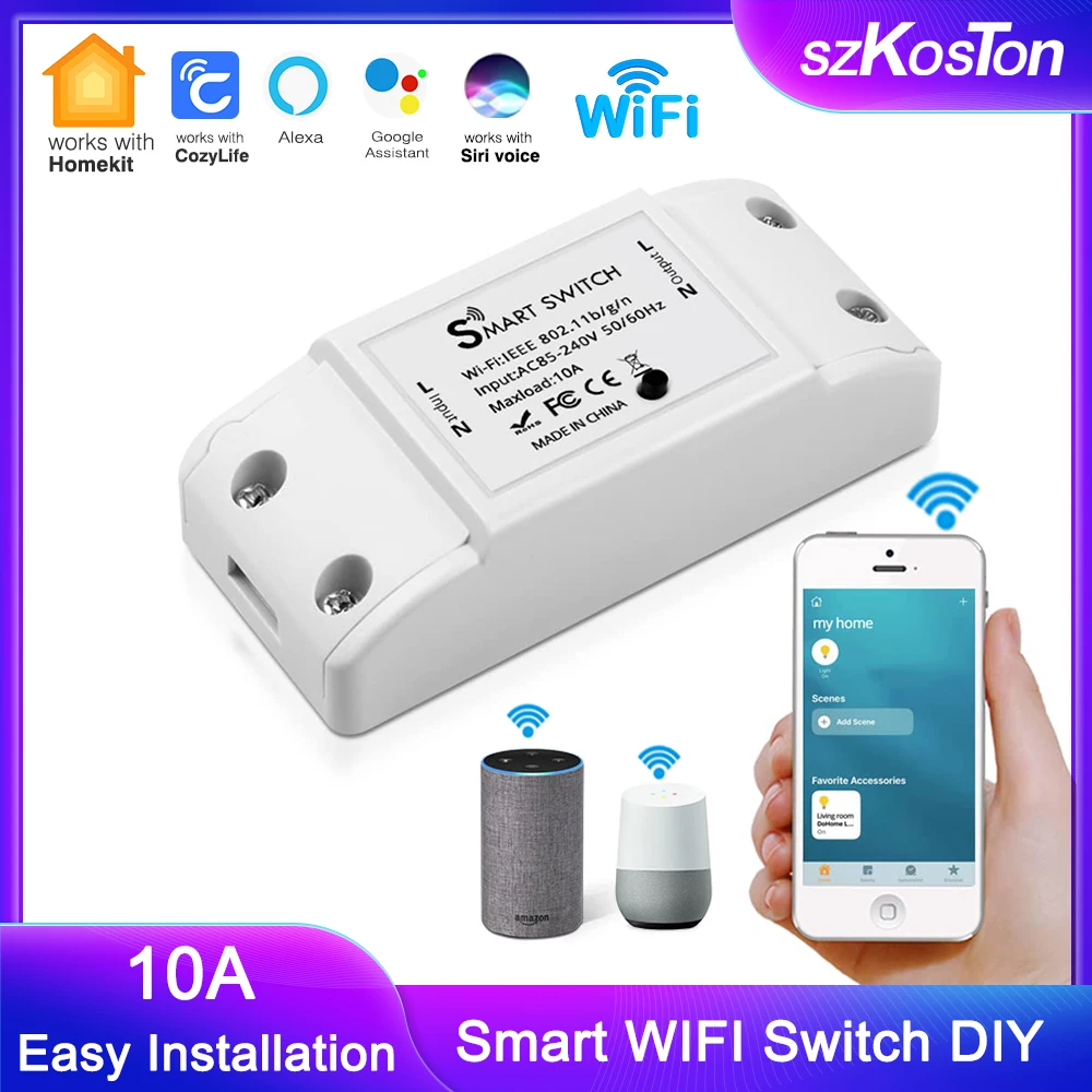

Homekit Smart Switch WIFI Relay Switch Controller Module Timing APP Remote Control Voice Breaker Works with Alexa Google Home
