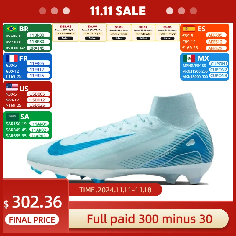 Мужские футбольные бутсы Nike White Blue Colorway Mercurial Superfly 10 Elite FG удобная ручка