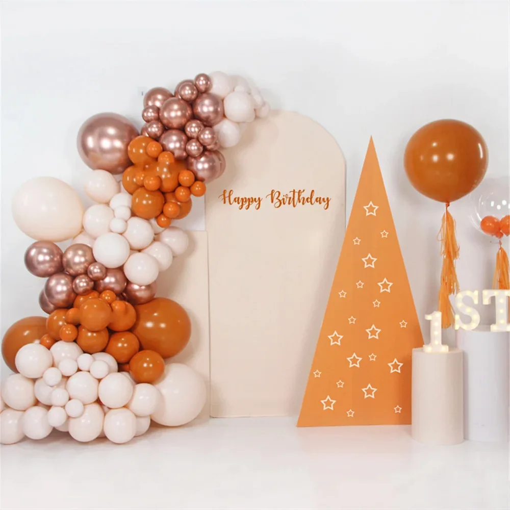 

95Pcs/Set Morandi Orange Balloon Garland Arch Kit Wedding Birthday Party Decoration Baby Shower Decor Double Deck Balloons