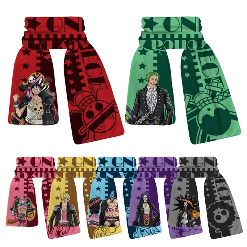 Цельнокроеные мягкие утолщенные теплые зимние шарфы с изображением Луффи Зоро в