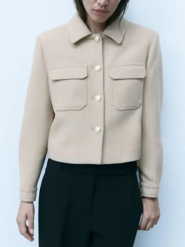 

Женский винтажный блейзер с накладными карманами, 2 цвета