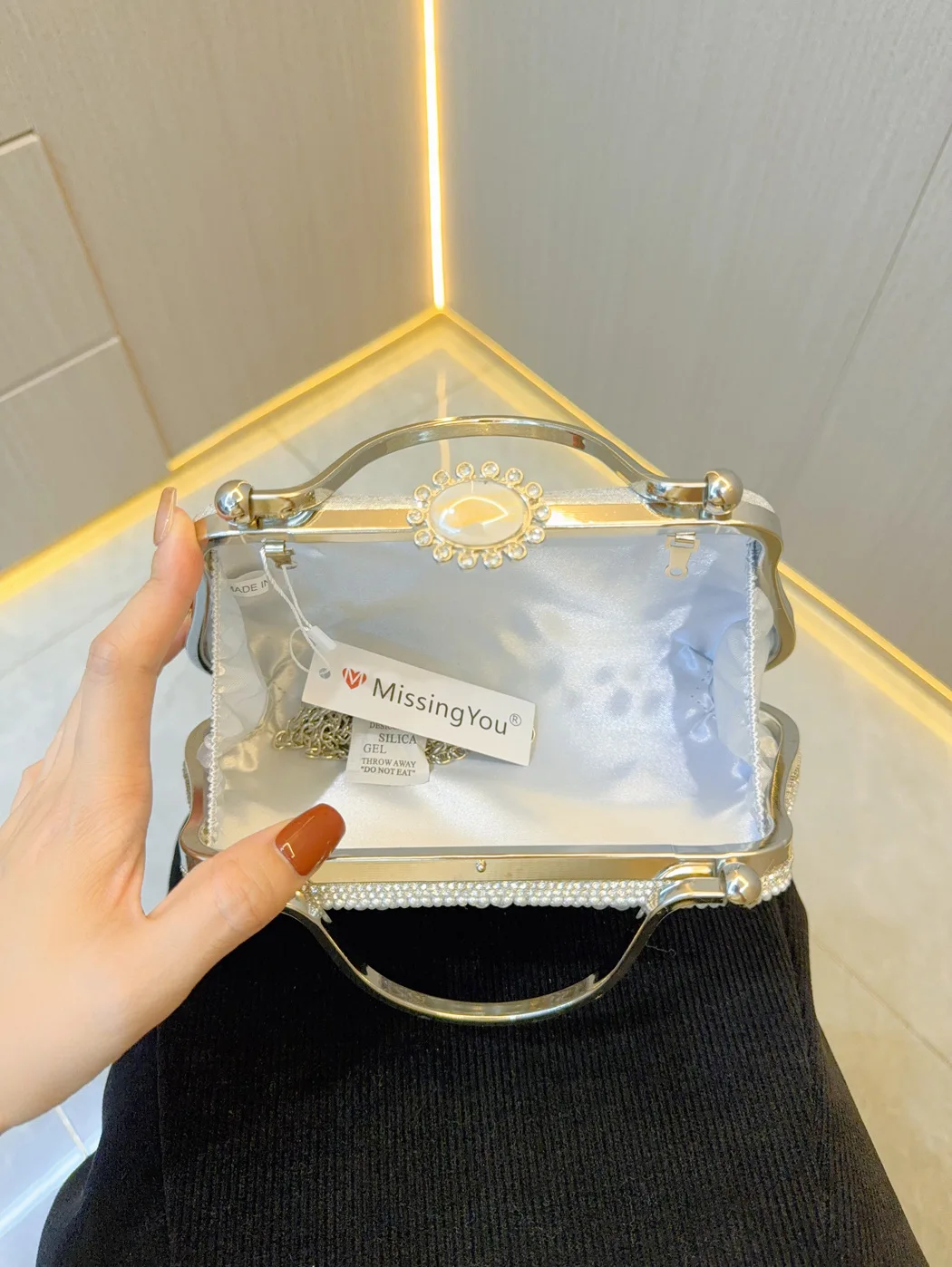 Белая Сумка-тоут с бисером для женщин элегантный клатч кошелек черная сумочка