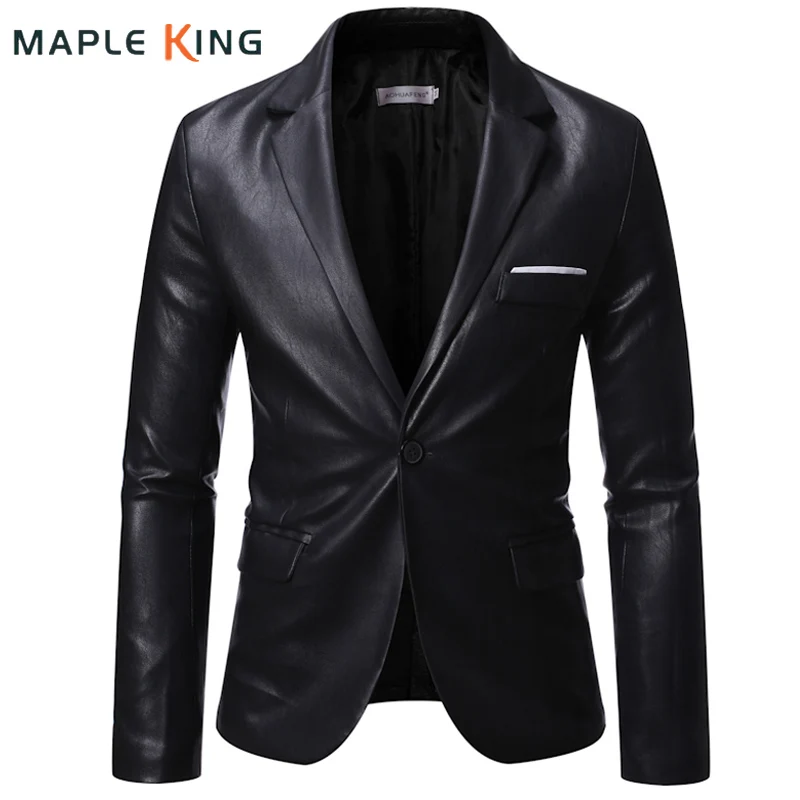 

Leather Suit Jackets for Men Blazer Cuero Hombre 2023 Vinatge Pu Leather Business Social Windbreaker Steampunk Mens Veste Hommes