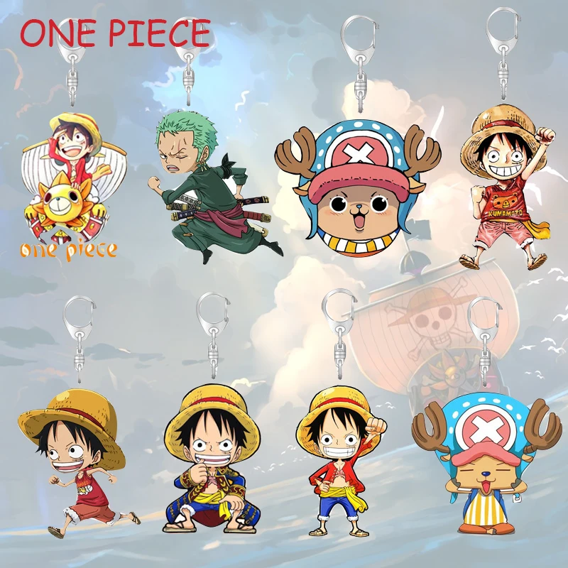 

One Piece Anime Figure Acrylic Cute Key Chain Luffy Roronoa Zoro Nami Usopp Sanji Tony Chopper Nico Robin Pendant Friend Gifts