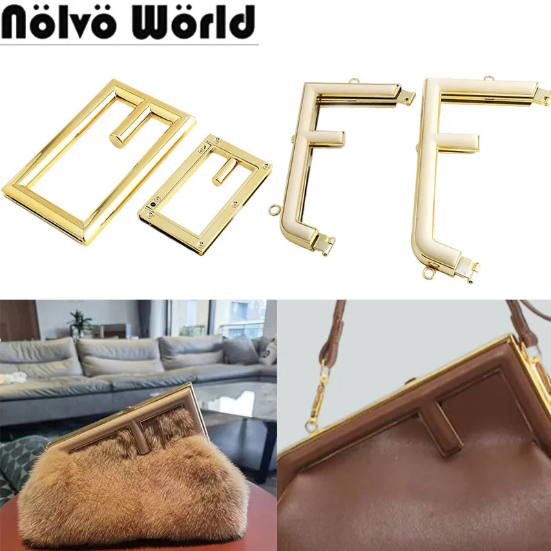 

4-10PCS Gold,K Gold Metal F Bags Handles Buckle For Women Handbags Tote Purse Frame Shoulder Fendi Kiss Clasp Clutch Accessories