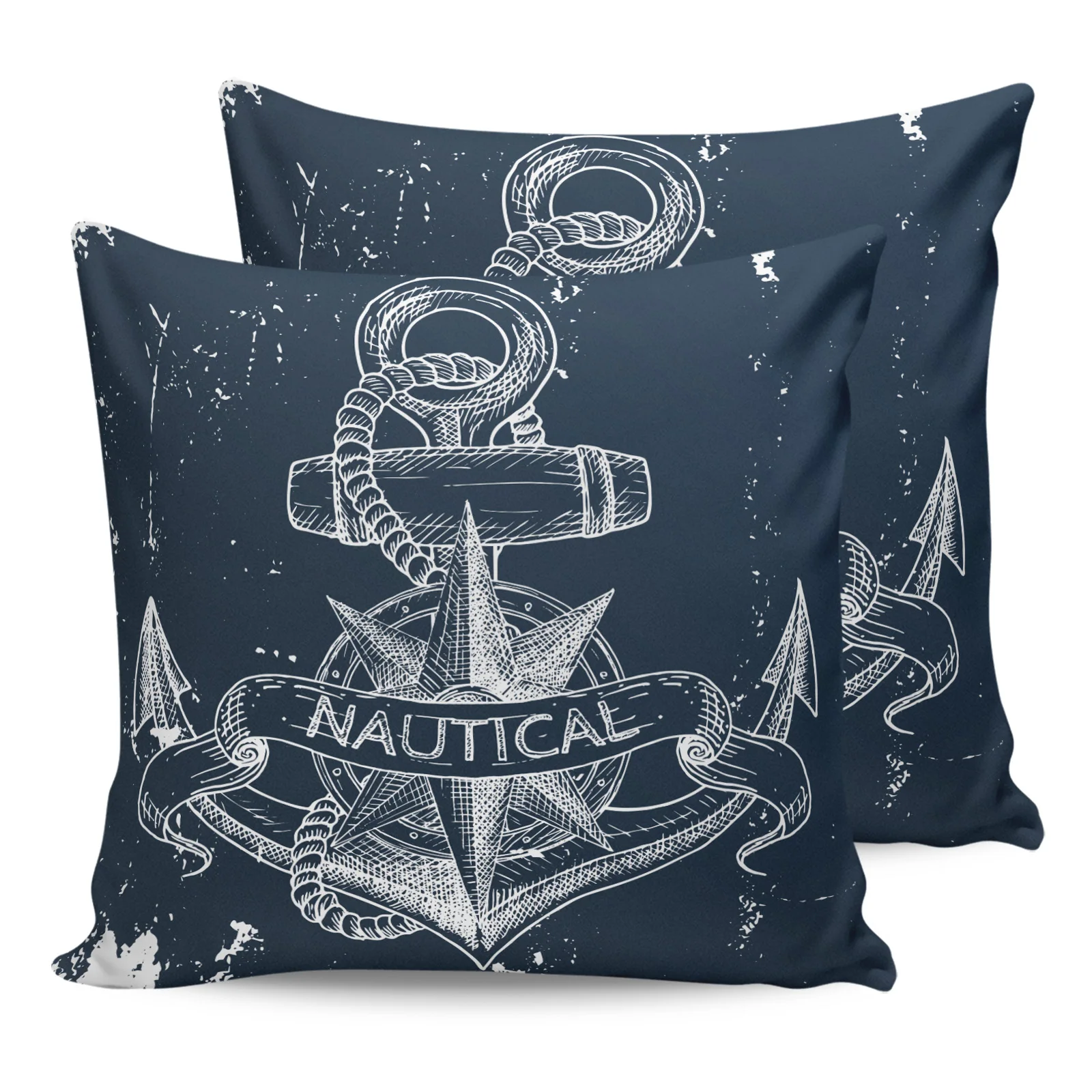 

2PCS Pillowcases Nautical Anchor Cushion Cover Home Bedding Living Room Decorative Couch Throw Pillow Case