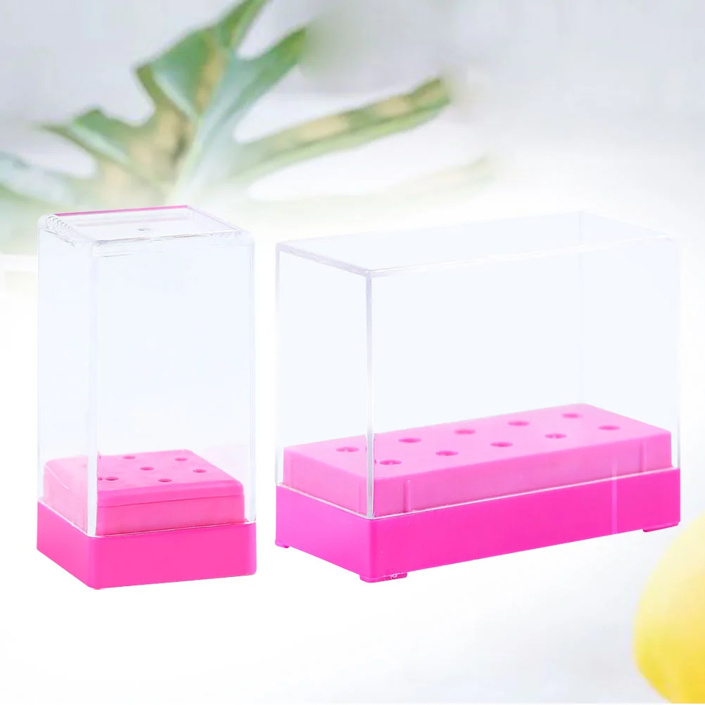 

2 Pcs Manicure Drill Bits Container Bulky Practic Nail Bit Holder Box Nail Bit Organizer Nail Bit Display Box for Home Travel