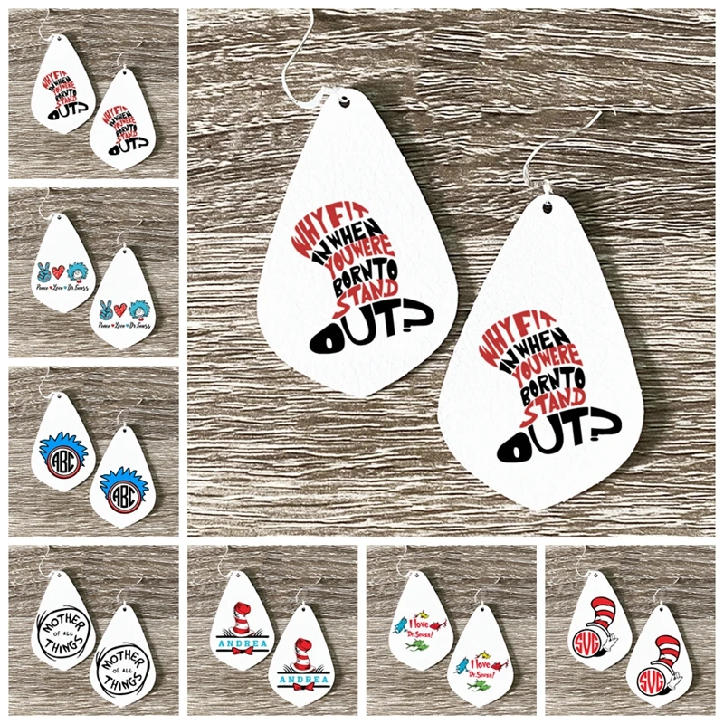 

2022 Update Dr Seuss Green Eggs And Ham Teacher Earrings Faux Leather