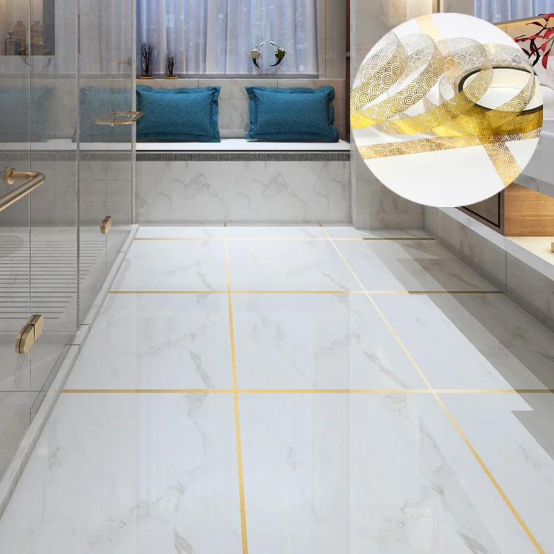 

5 рулонов золотистых лент для стен и пола, водостойкие