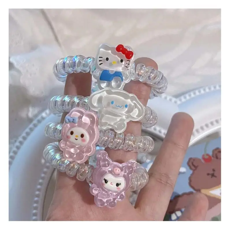 

New Kawaii Sanrios Hellokittys My Melody Cinnamoroll Pochacco Kuromi Cute Cartoon Anime Phone Line Little Rubber Band Head Rope